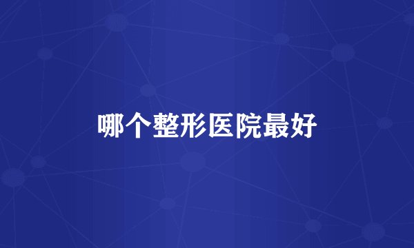 哪个整形医院最好