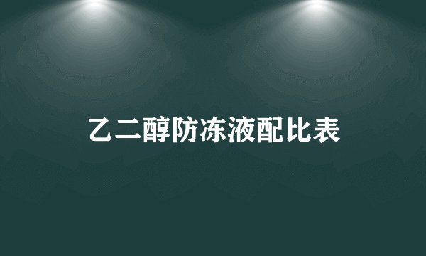 乙二醇防冻液配比表
