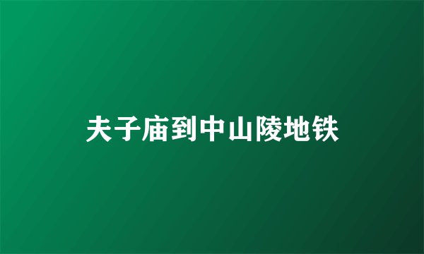 夫子庙到中山陵地铁