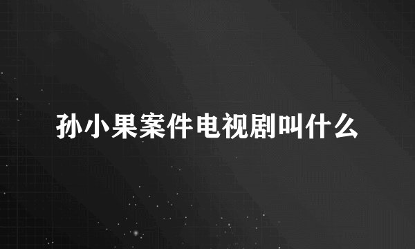 孙小果案件电视剧叫什么
