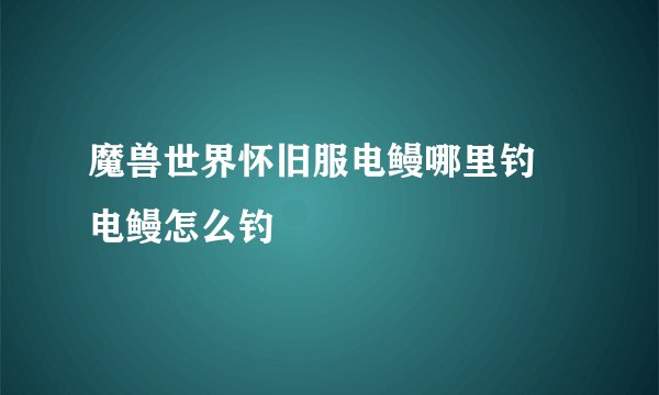 魔兽世界怀旧服电鳗哪里钓 电鳗怎么钓