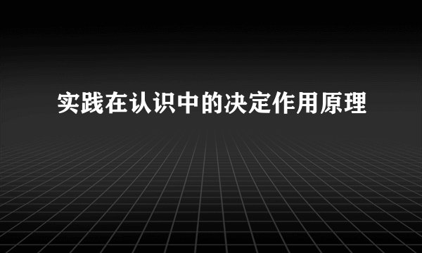 实践在认识中的决定作用原理