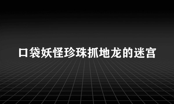 口袋妖怪珍珠抓地龙的迷宫
