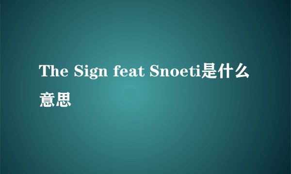 The Sign feat Snoeti是什么意思