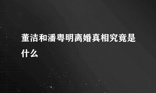 董洁和潘粤明离婚真相究竟是什么