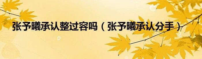 张予曦承认整过容吗（张予曦承认分手）
