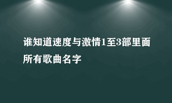 谁知道速度与激情1至3部里面所有歌曲名字