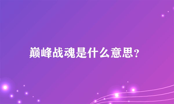 巅峰战魂是什么意思？