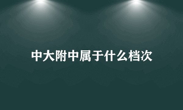 中大附中属于什么档次