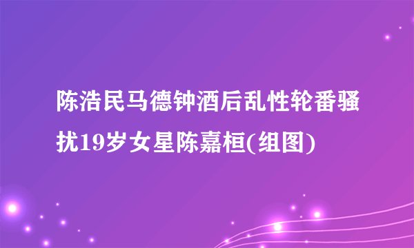 陈浩民马德钟酒后乱性轮番骚扰19岁女星陈嘉桓(组图)