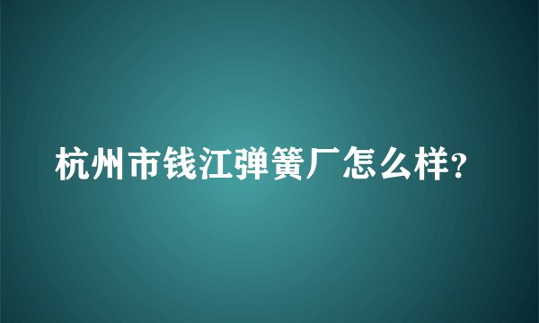 杭州市钱江弹簧厂怎么样?