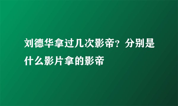 刘德华拿过几次影帝？分别是什么影片拿的影帝