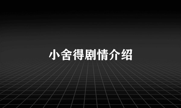 小舍得剧情介绍