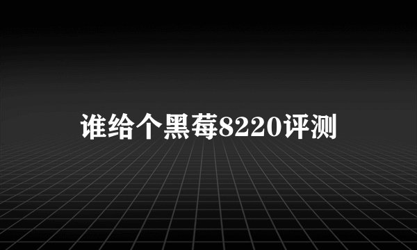 谁给个黑莓8220评测