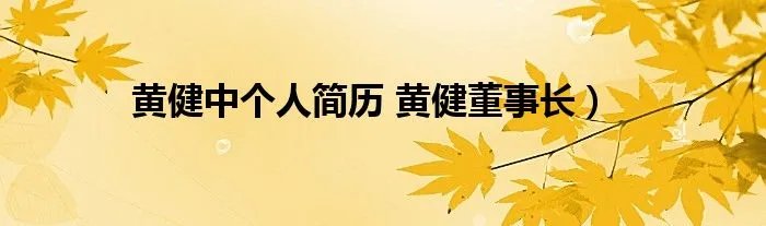 黄健中个人简历 黄健董事长）