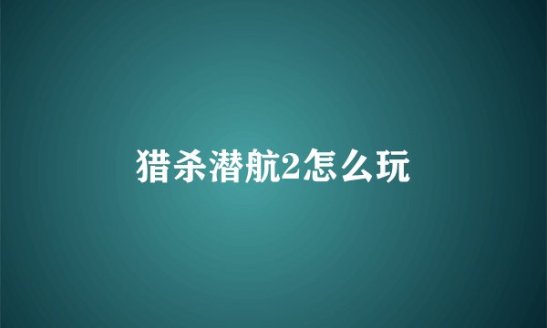 猎杀潜航2怎么玩