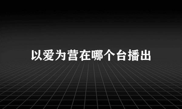 以爱为营在哪个台播出