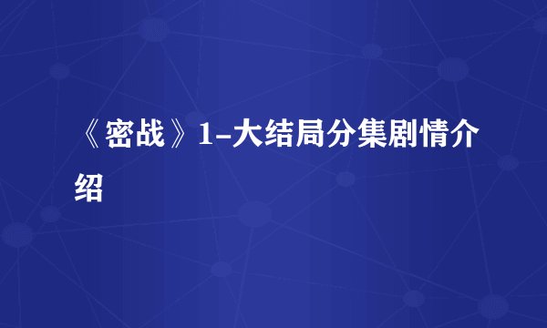 《密战》1-大结局分集剧情介绍