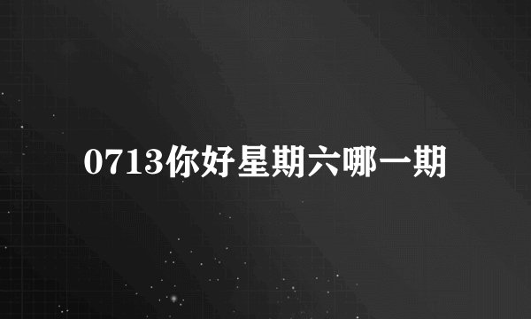 0713你好星期六哪一期