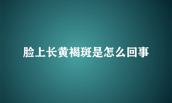 脸上长黄褐斑是怎么回事