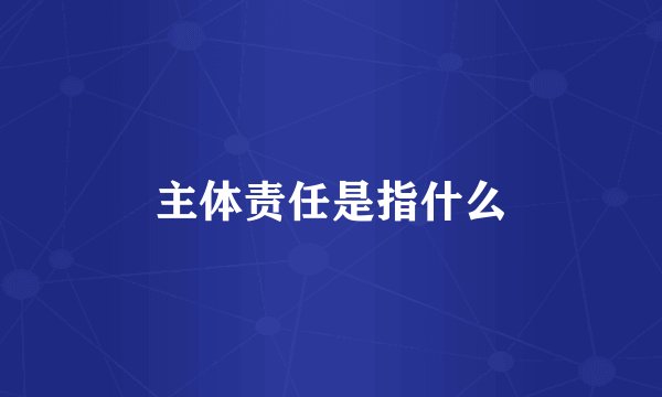 主体责任是指什么