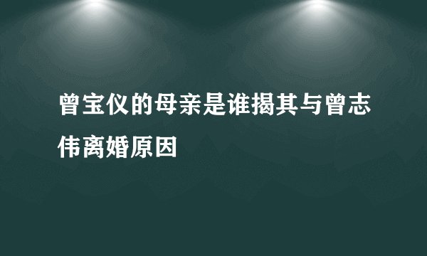 曾宝仪的母亲是谁揭其与曾志伟离婚原因