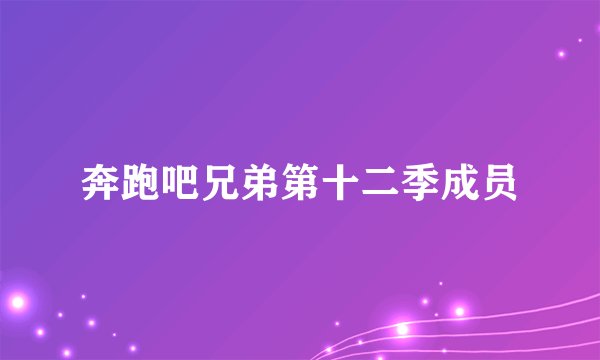奔跑吧兄弟第十二季成员