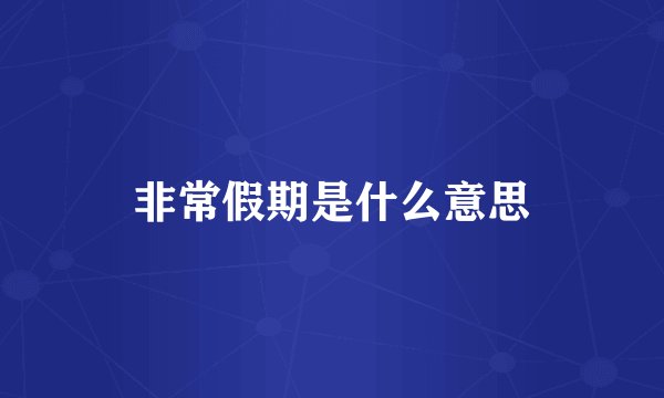 非常假期是什么意思