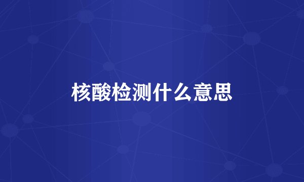 核酸检测什么意思
