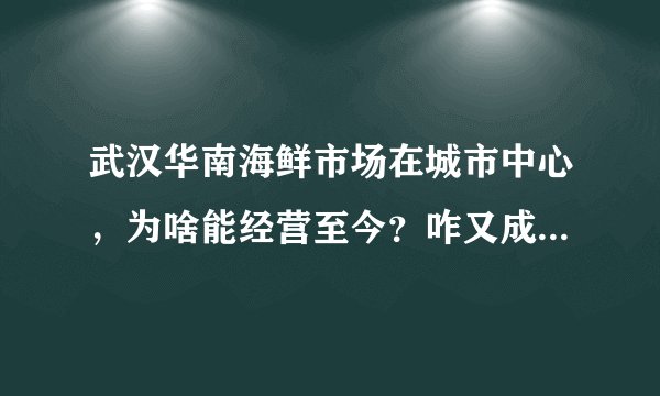 武汉华南海鲜市场在城市中心，为啥能经营至今？咋又成了综合市场？