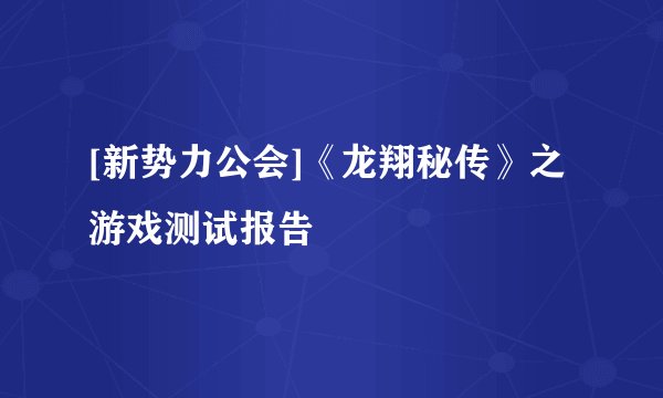 [新势力公会]《龙翔秘传》之游戏测试报告
