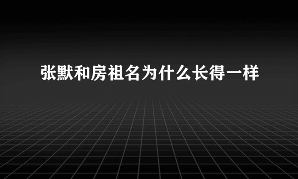 张默和房祖名为什么长得一样