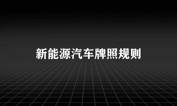 新能源汽车牌照规则