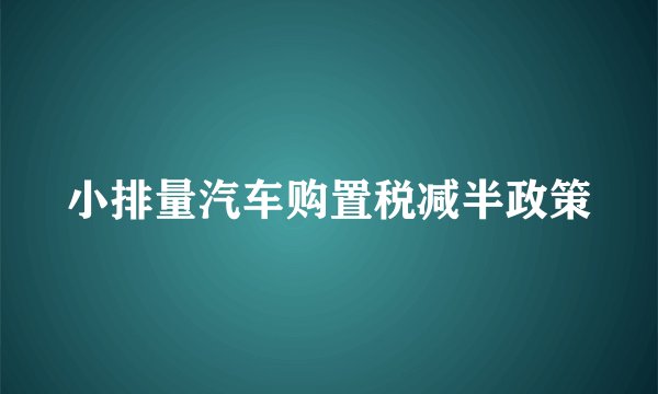 小排量汽车购置税减半政策